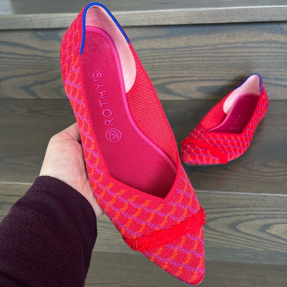 Rothy's The Point Flat in Pomegranate Grid Size 9.5 - Picture 2 of 13
